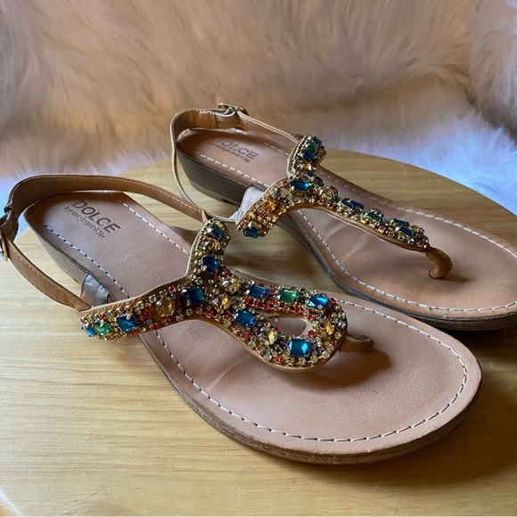 Dolce Shoes Sandal’s Women’s Size 9M Slip On Gems - Picture 1 of 11